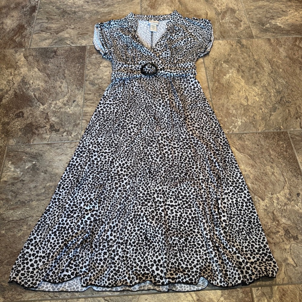 Leopard Print Women Size M De.Coded Midi Dress V-Neck Ring‎ Waist Animal Print
